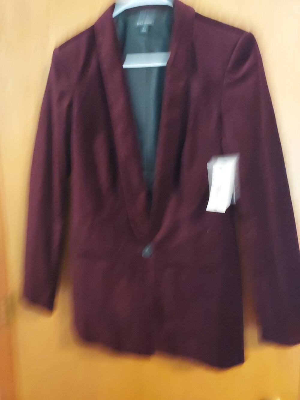 New BOLD Elements size Small Velvet Burgundy Blazer Women's Fully Lined NWT